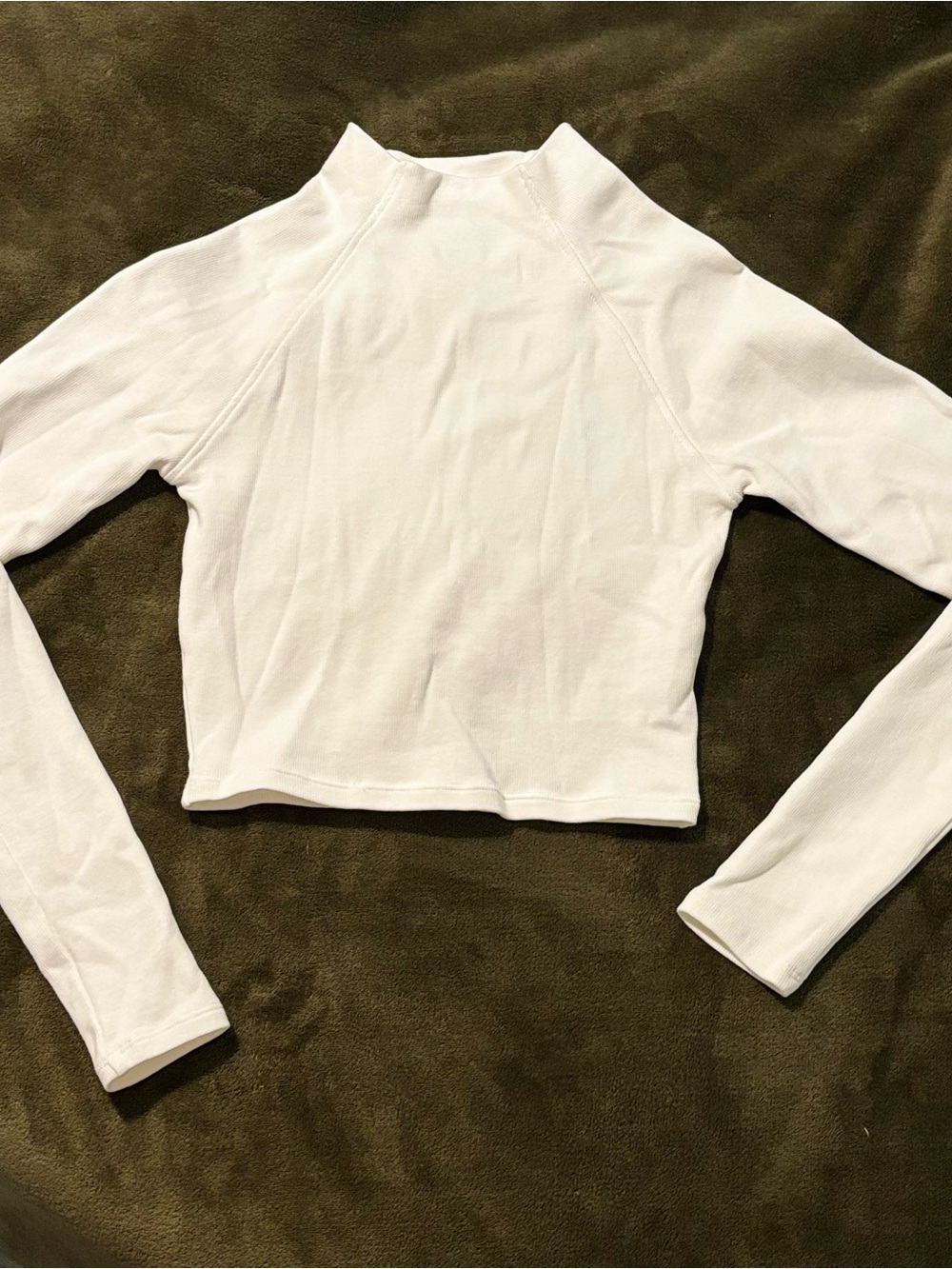 Zara White Ribbed Mock Neck Crop Top